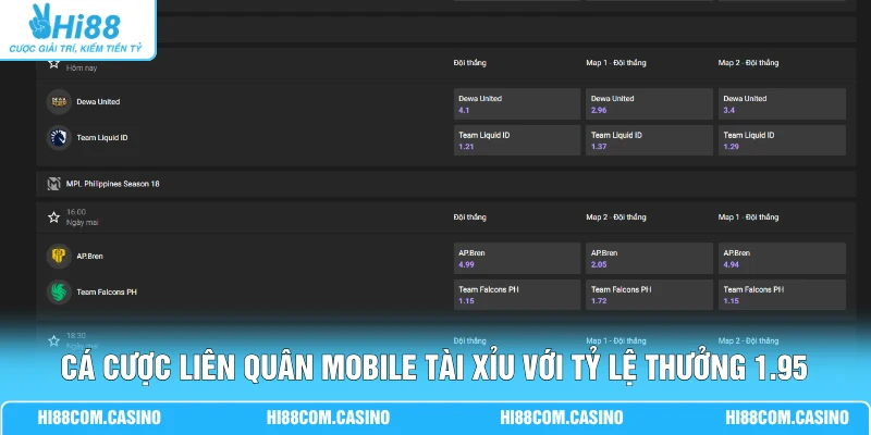 Cá Cược Liên Quân Mobile Với 3 Loại Hình Kèo Hot Nhất 2 Cá cược Liên Quân Mobile Tài Xỉu với tỷ lệ thưởng 1.95