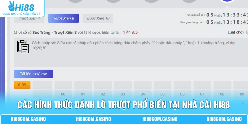 Lô Trượt - Cách Xây Dựng Dàn 10 Số Nhận Thưởng Gấp 16 Lần 2 Các hình thức đánh lô trượt phổ biến tại nhà cái Hi88