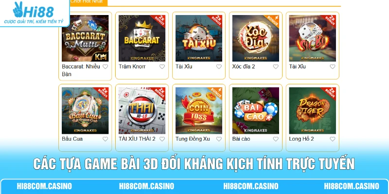 Sảnh Game Bài 3D - Hiệu Ứng 360 Độ Cùng Cơ Chế RNG Minh Bạch 3 Các tựa game bài 3D đối kháng kịch tính trực tuyến