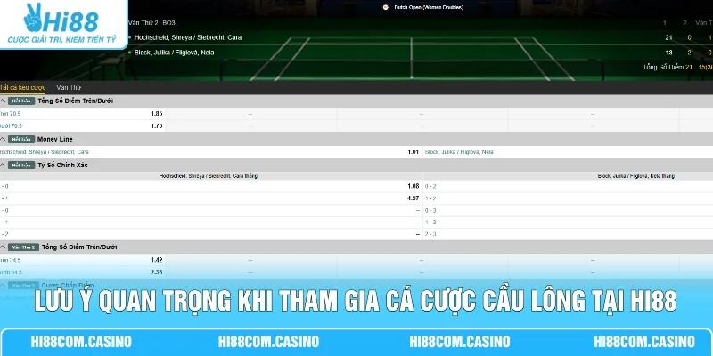 Cá Cược Cầu Lông - Giải Mã Sức Hút Từ Màn So Tài Tốc Độ 3 Lưu ý quan trọng khi tham gia cá cược cầu lông tại Hi88