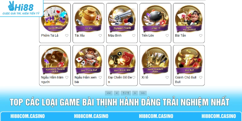Top Các Loại Game Bài Kinh Điển Chiếm Lĩnh Mọi Sòng Đấu 1 Top các loại game bài thịnh hành đáng trải nghiệm nhất tại Hi88